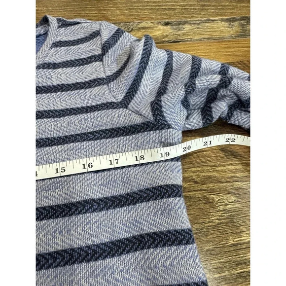 Soft Surroundings Blue Striped Shirt Embroidered Lace - Picture 8 of 9